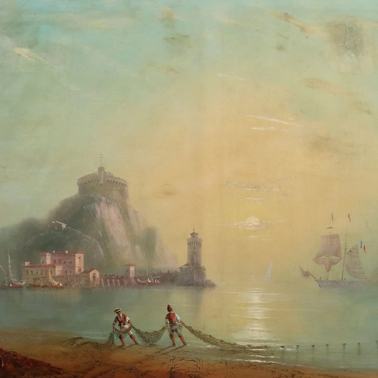 View of Nisida, oil on canvas, 19th century 3
