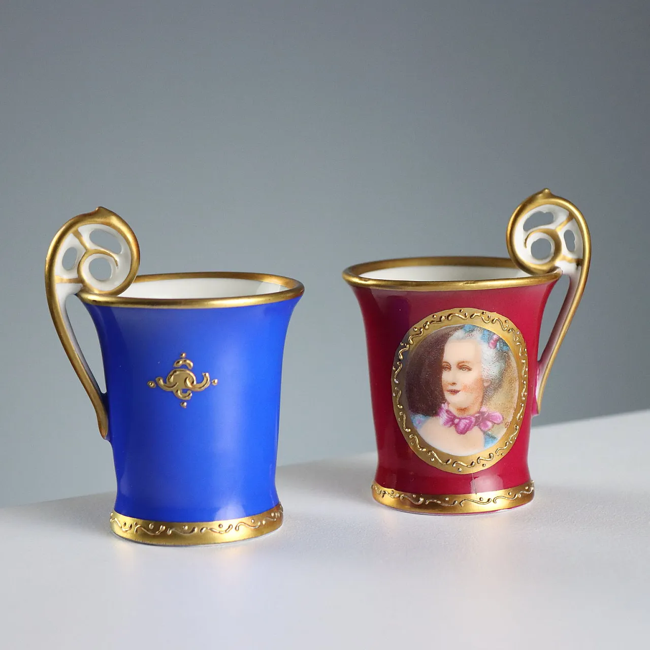 6 Porcelain cups made in Limoges, 20th century 4