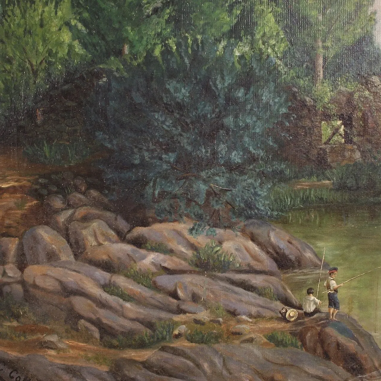 Spanish landscape painting signed C. Coll 1883 10