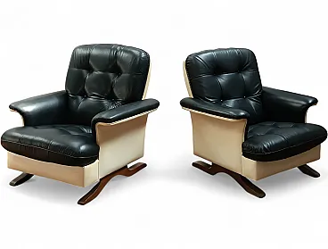 Pair of leather Relax armchairs by  by Mobili Pizzetti-Roma, 1960s