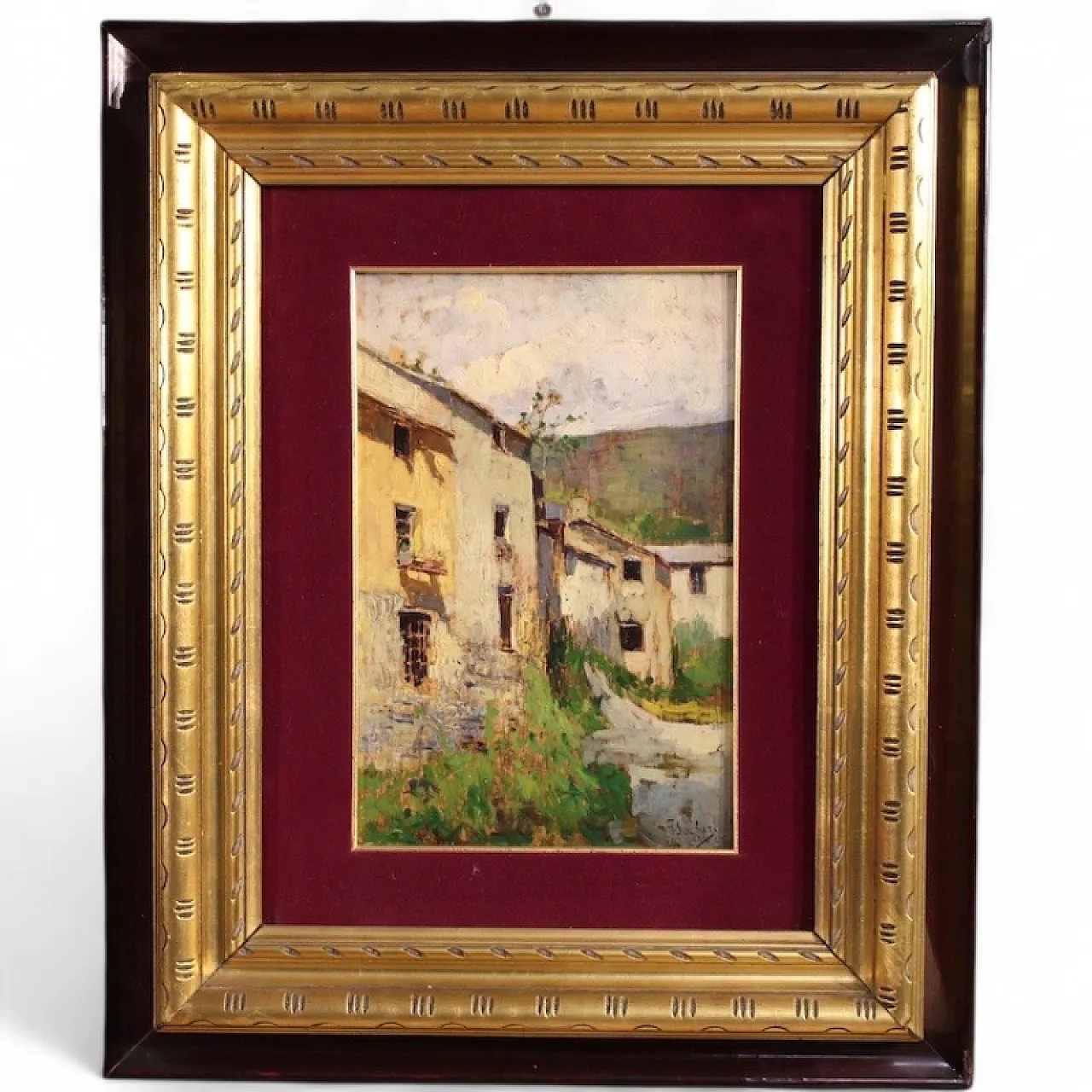 Landscape with houses, oil painting on canvas, 20th century 16