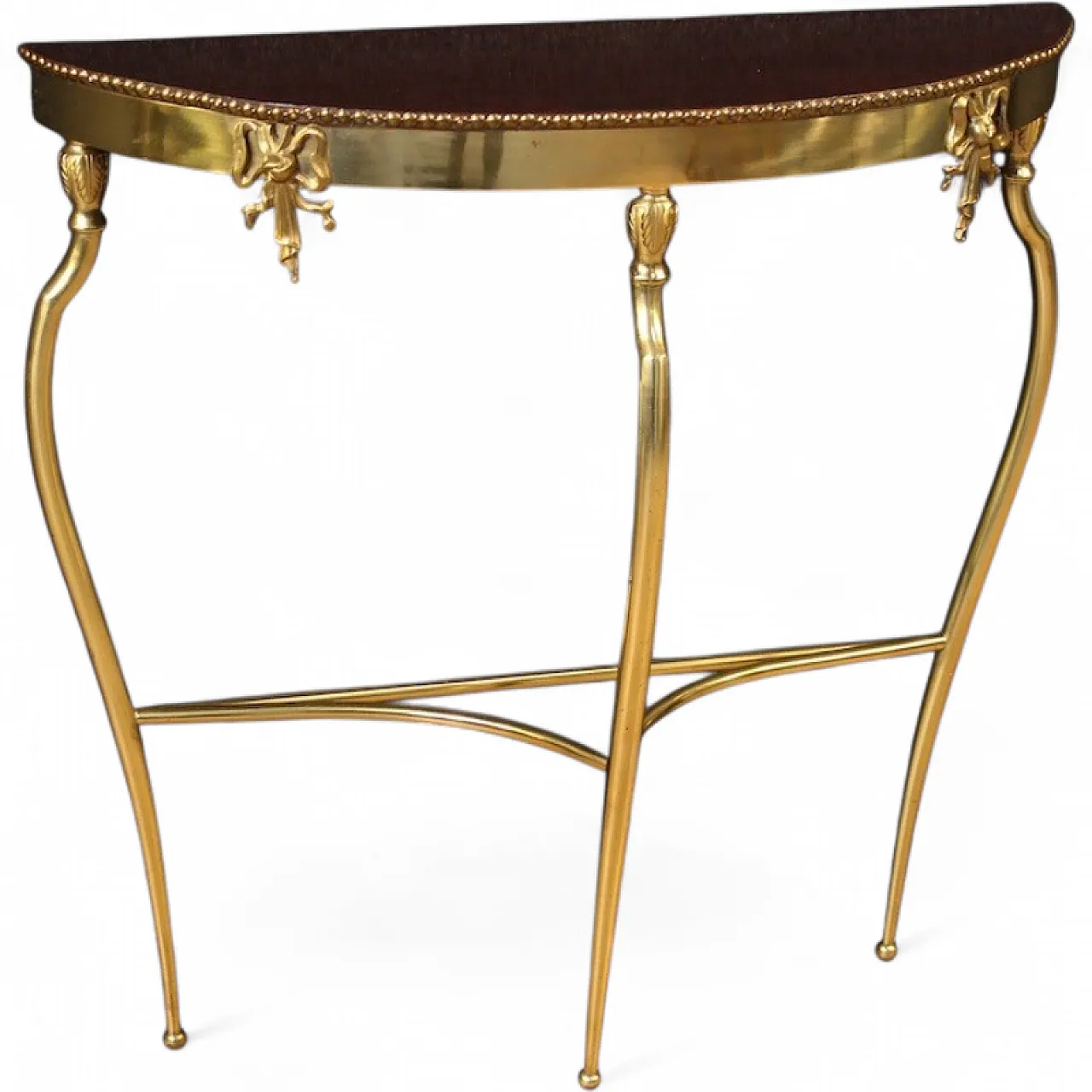 Demi lune Italian console in brass, 20th century 13