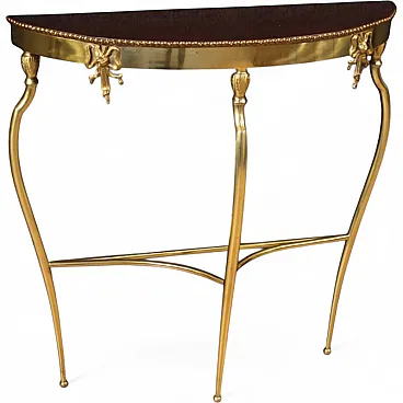 Demi lune Italian console in brass, 20th century