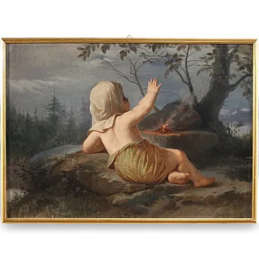 Winter, Italian oil painting, 19th century