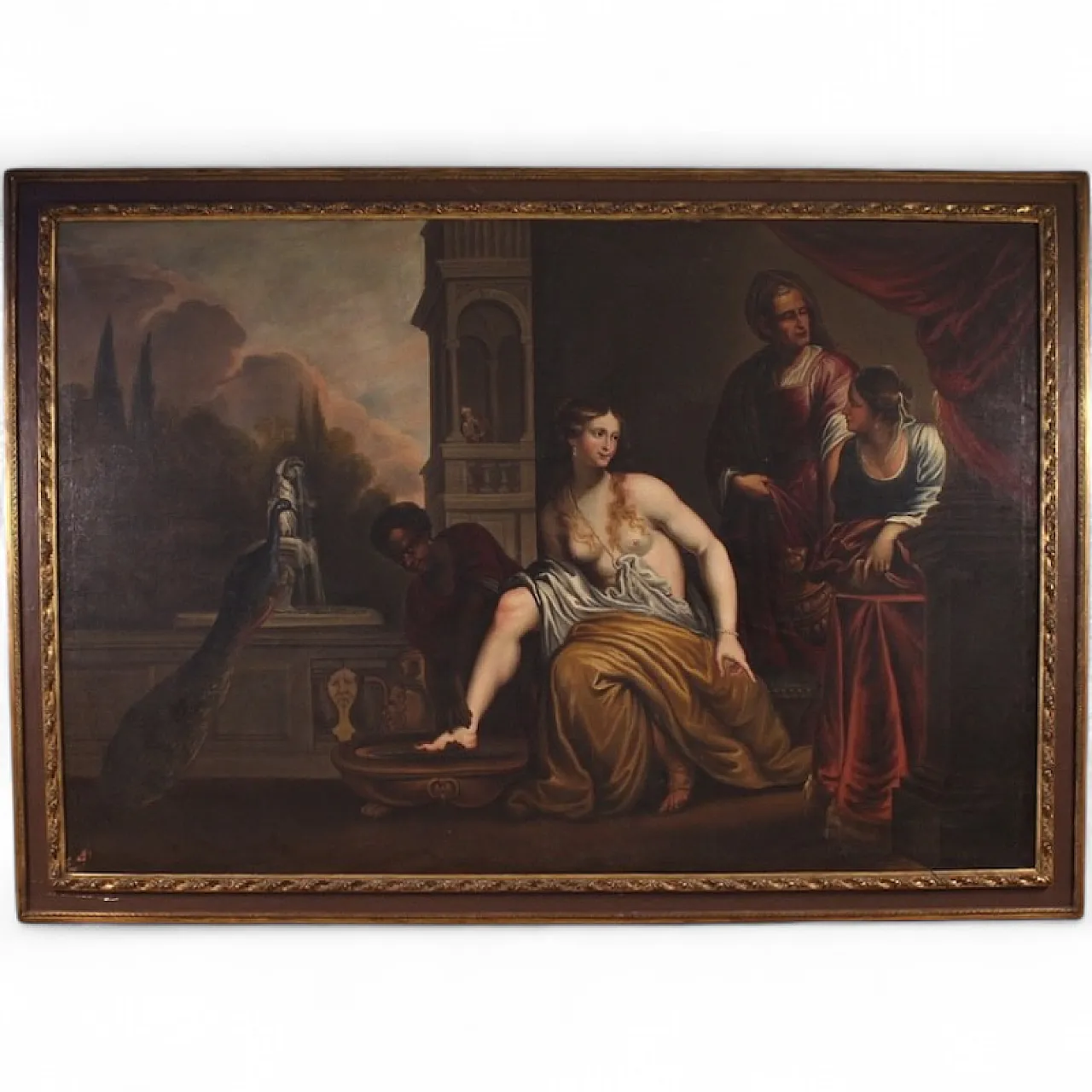 Bathsheba bathing, large Italian oil on canvas, 18th century 16
