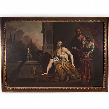 Bathsheba bathing, large Italian oil on canvas, 18th century