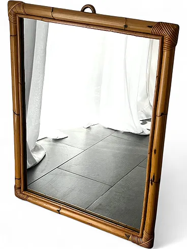 Rectangular mirror with bamboo frame, 1970s