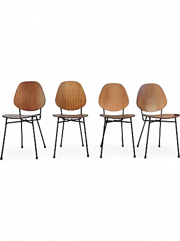4 Sedie vintage in legno curvato, anni '50