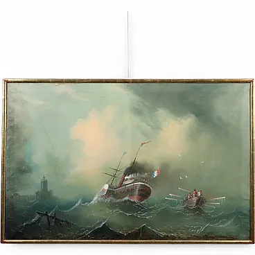 Painting Stormy Sea, 19th century