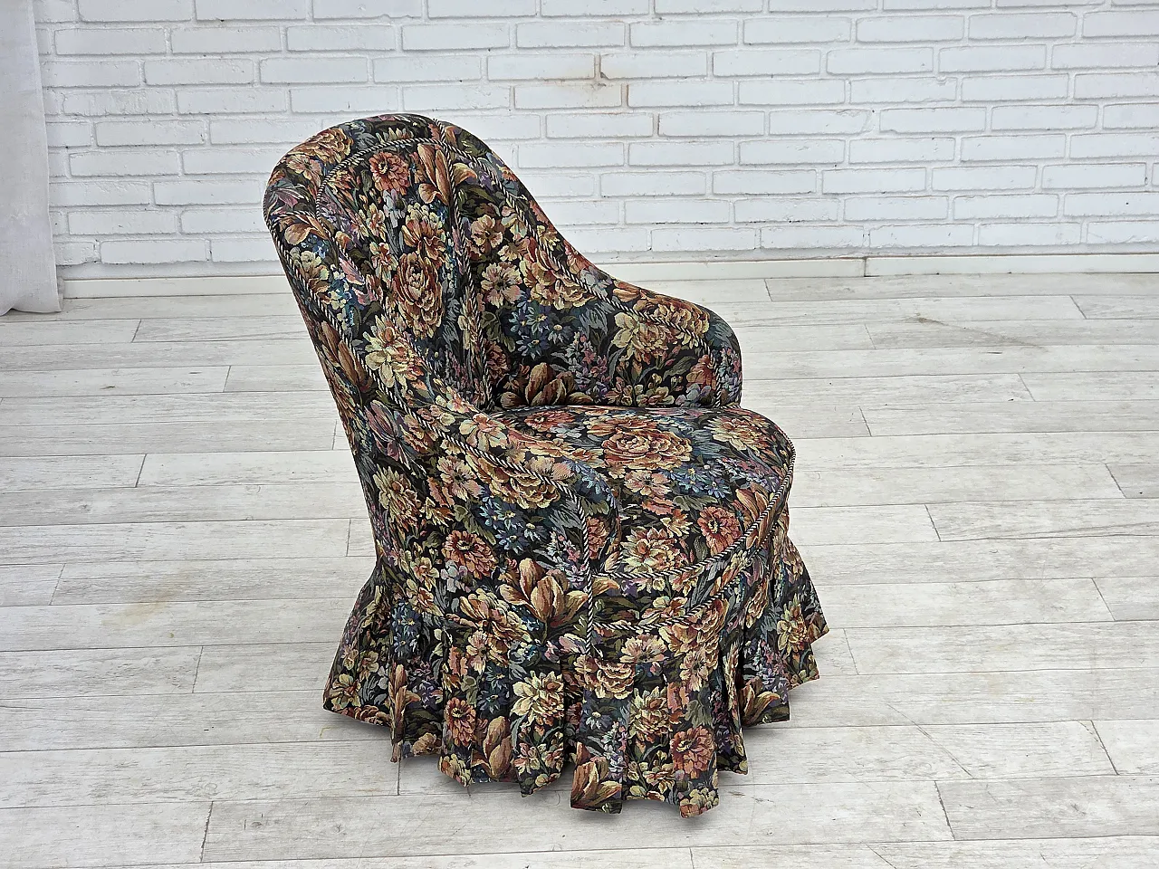 1960s, Danish cocktail lounge chair, furniture jacquard fabric. 2