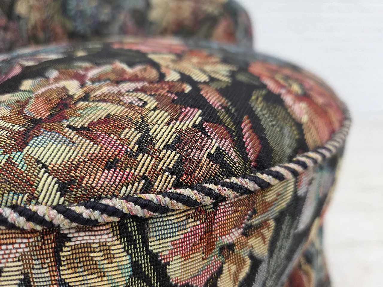 1960s, Danish cocktail lounge chair, furniture jacquard fabric. 3