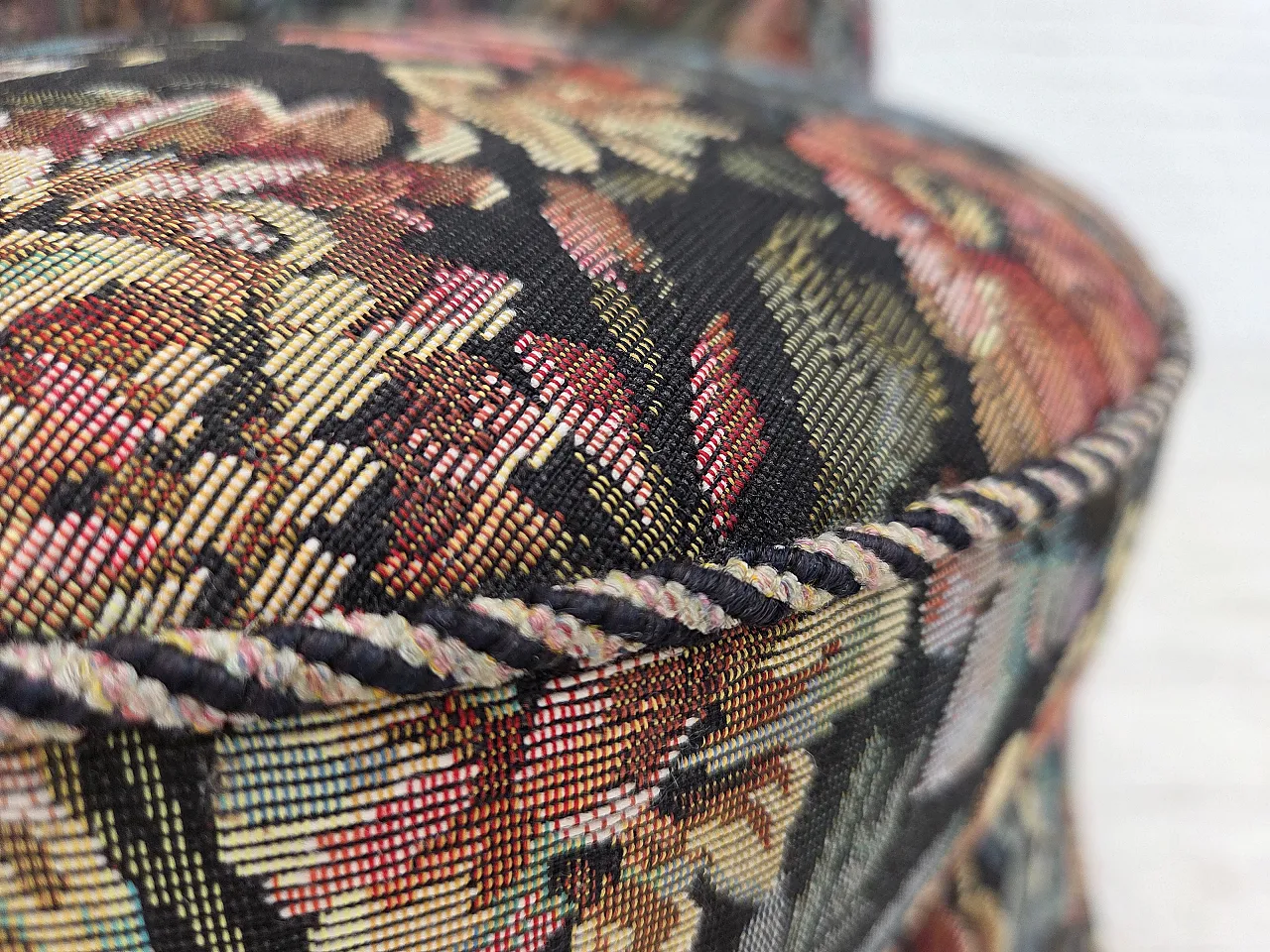 1960s, Danish cocktail lounge chair, furniture jacquard fabric. 4