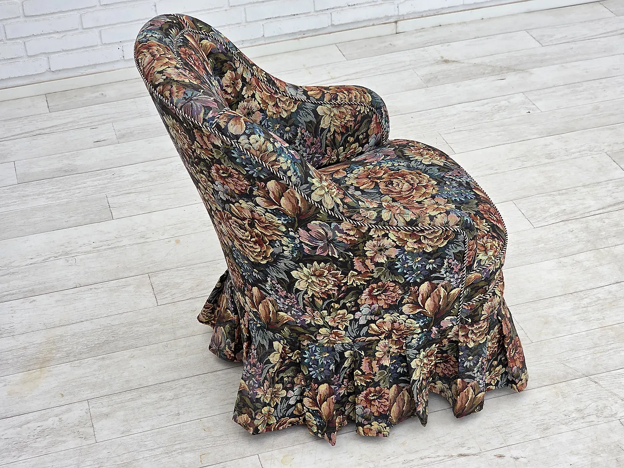 1960s, Danish cocktail lounge chair, furniture jacquard fabric. 8