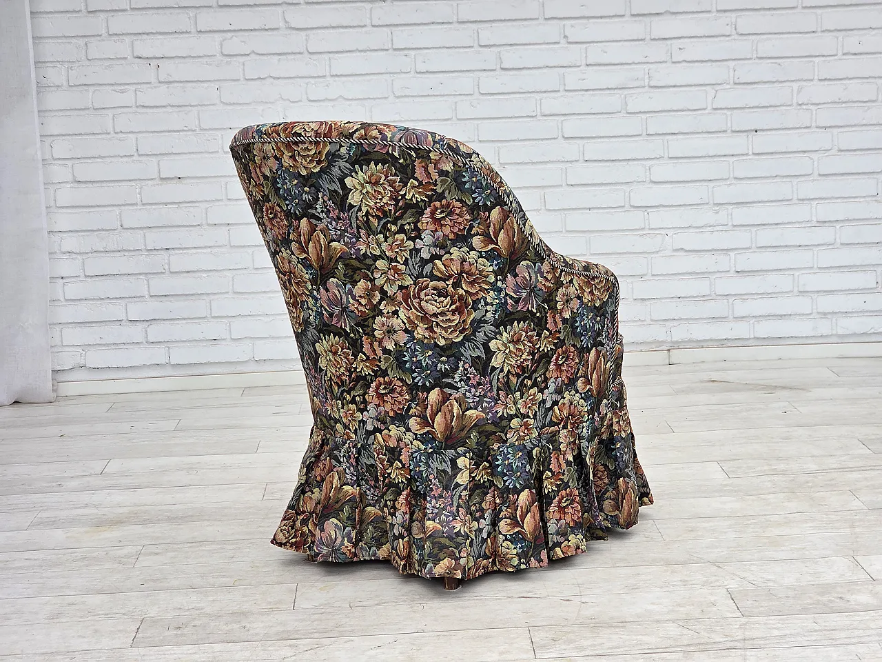 1960s, Danish cocktail lounge chair, furniture jacquard fabric. 10