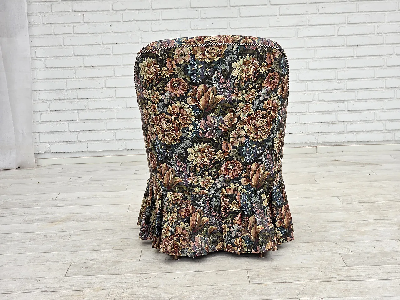 1960s, Danish cocktail lounge chair, furniture jacquard fabric. 11