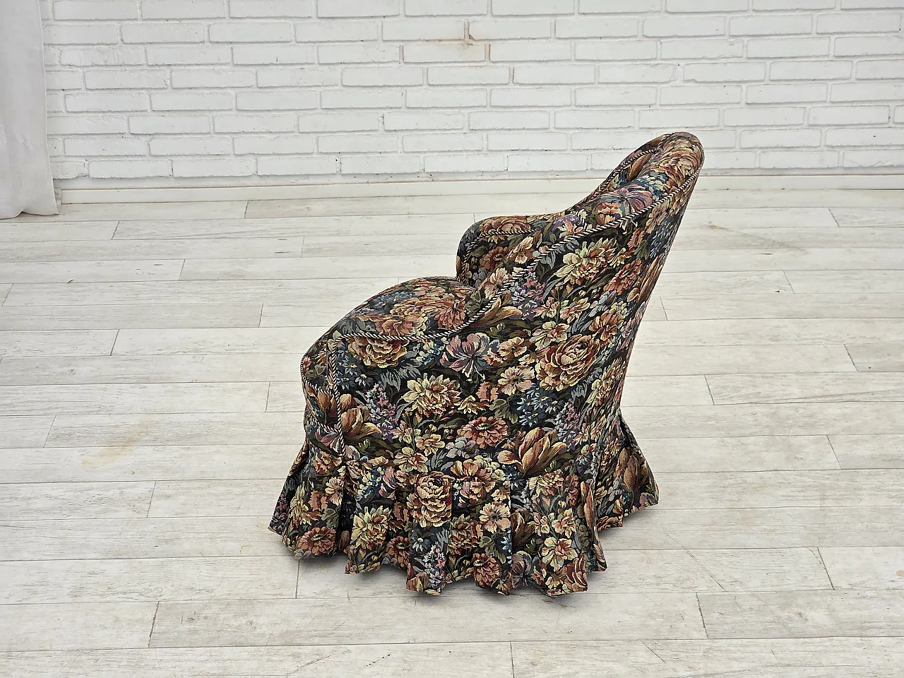 1960s, Danish cocktail lounge chair, furniture jacquard fabric. 12