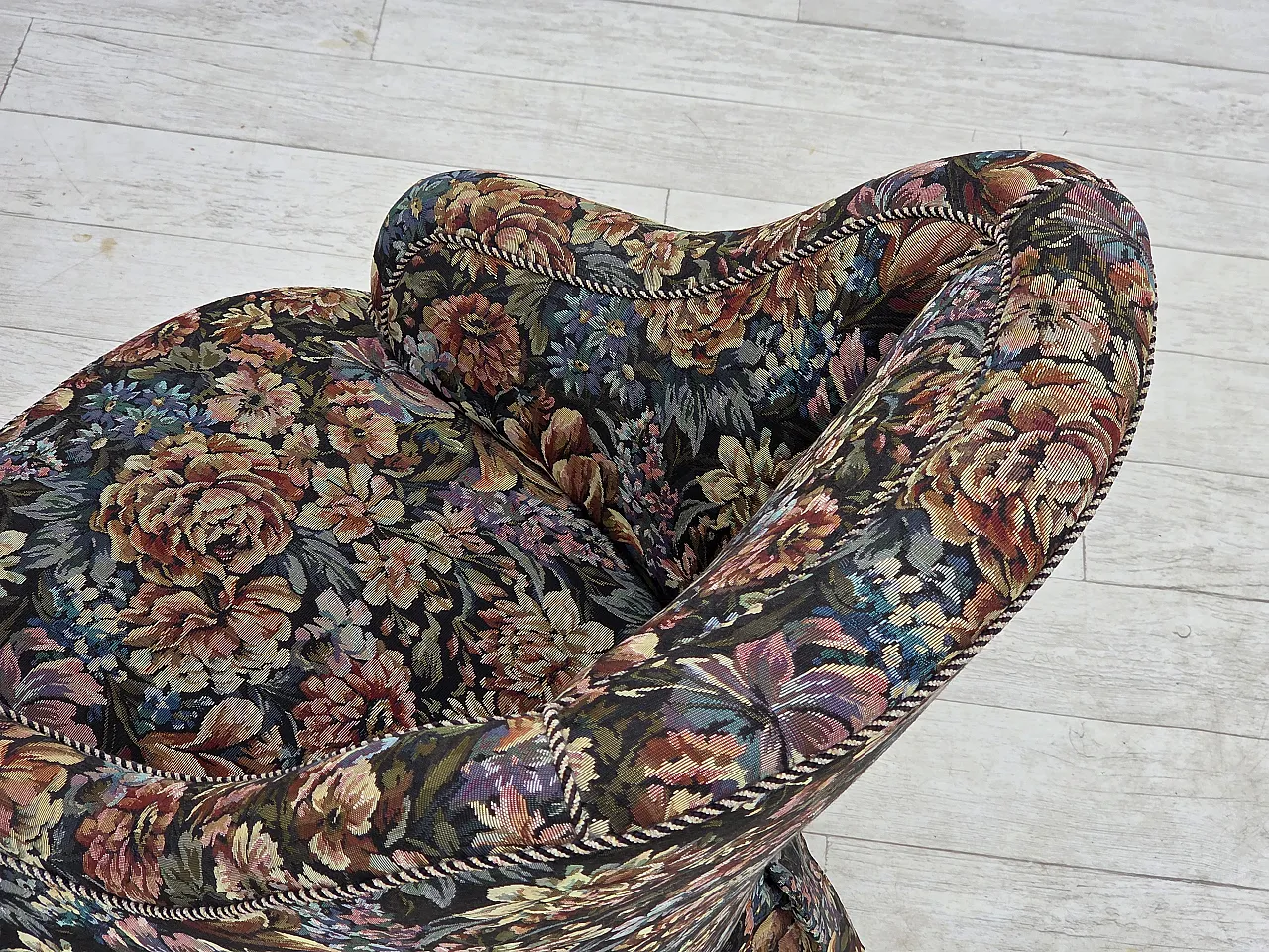 1960s, Danish cocktail lounge chair, furniture jacquard fabric. 13