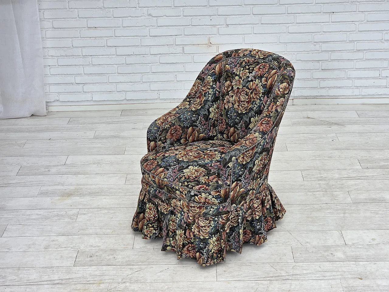 1960s, Danish cocktail lounge chair, furniture jacquard fabric. 14