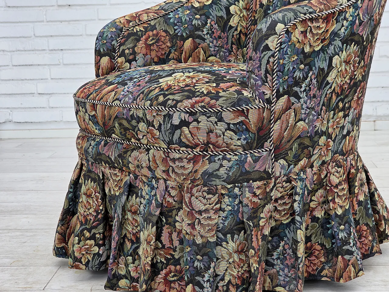 1960s, Danish cocktail lounge chair, furniture jacquard fabric. 16