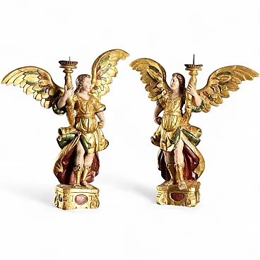 Pair of Baroque angel holders, 18th century