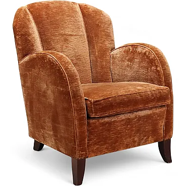 Velvet armchair, mid-20th century