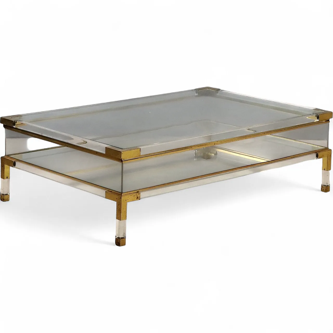 Plexiglass, glass and metal center table, 1980s 9
