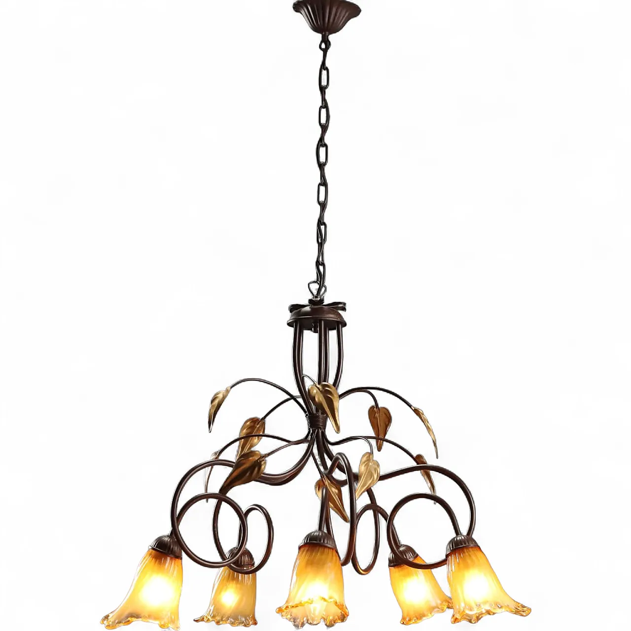 Art Nouveau chandelier with 5 lights, mid-20th century 11