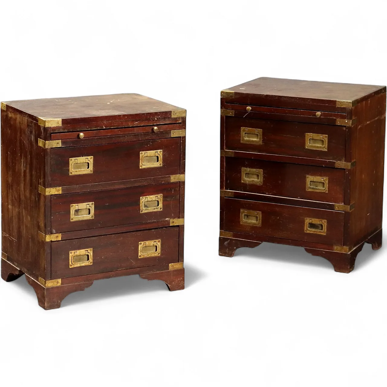 Pair of Navy style mahogany bedside tables, 20th century 11