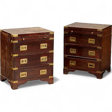 Pair of Navy style mahogany bedside tables, 20th century