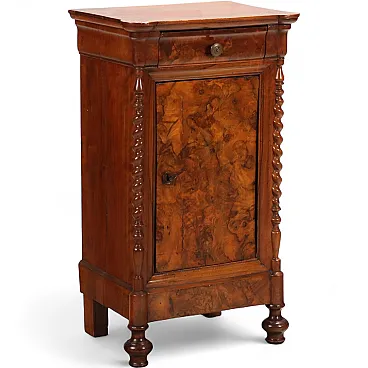 Louis Philippe bedside table in walnut and walnut root, 19th century