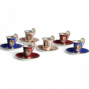 6 Porcelain cups made in Limoges, 20th century