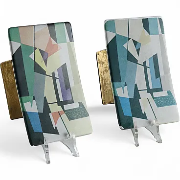 Pair of plastic and brass handles, 20th century
