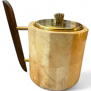Aldo Tura Mid-Century Modern goatskin and brass ice bucket, 1950s