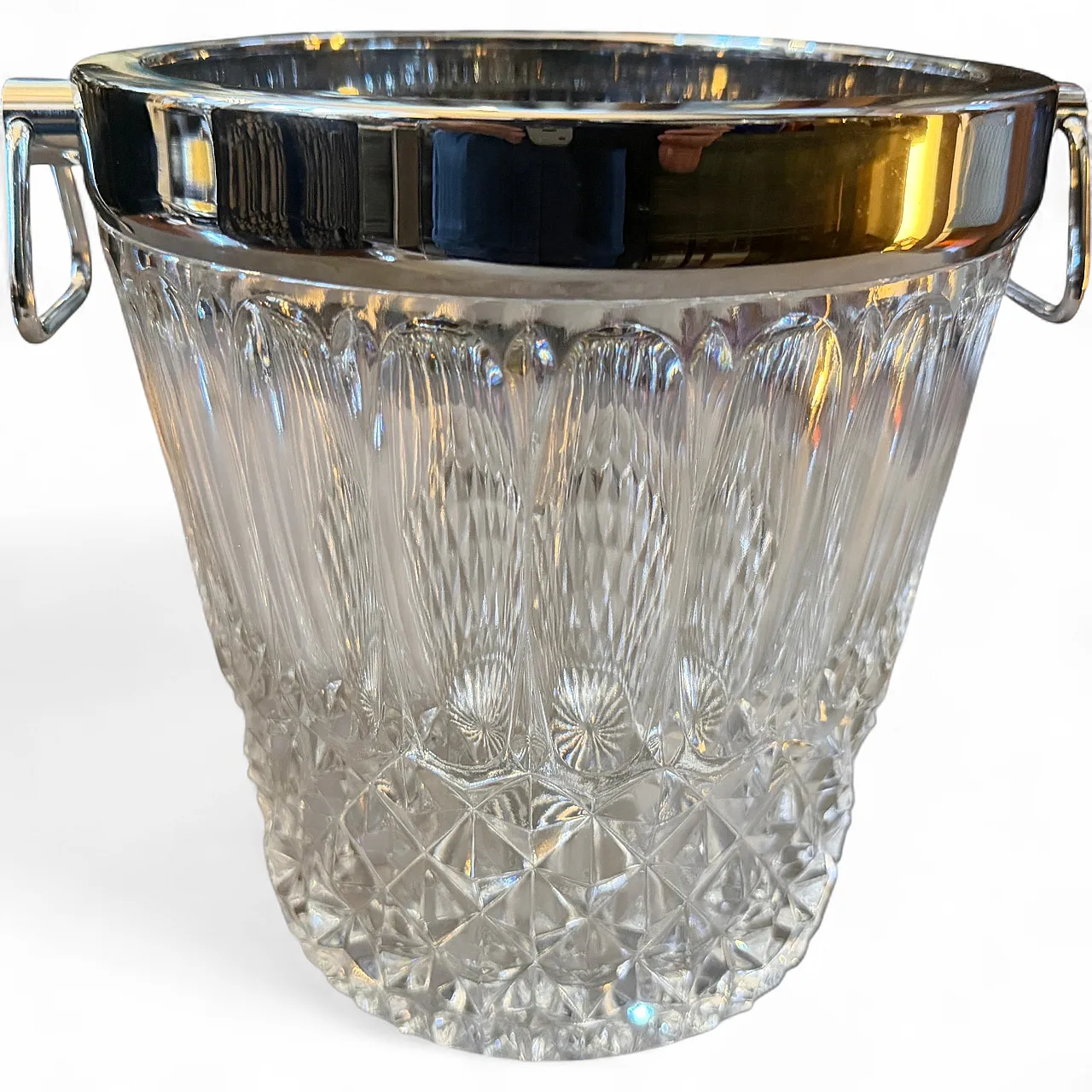 Mid-Century Modern cut crystal and chromed metal wine cooler, 1980s 11