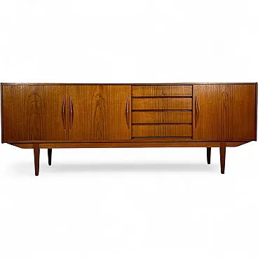 Sideboard danese in teak con ante scorrevoli e cassetti, anni ’60