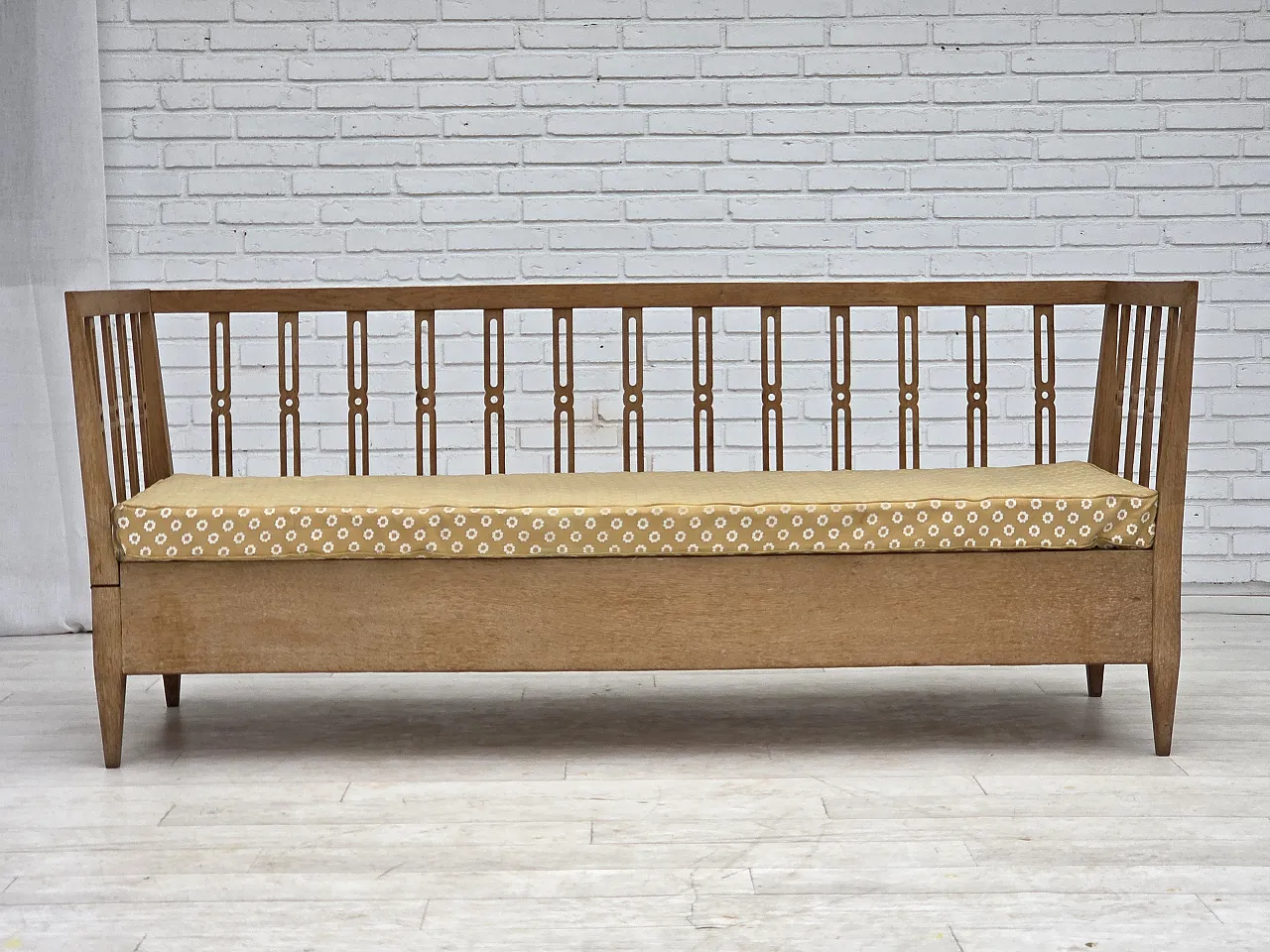 Divano/divano letto in tessuto per mobili e legno di quercia, anni '70 2