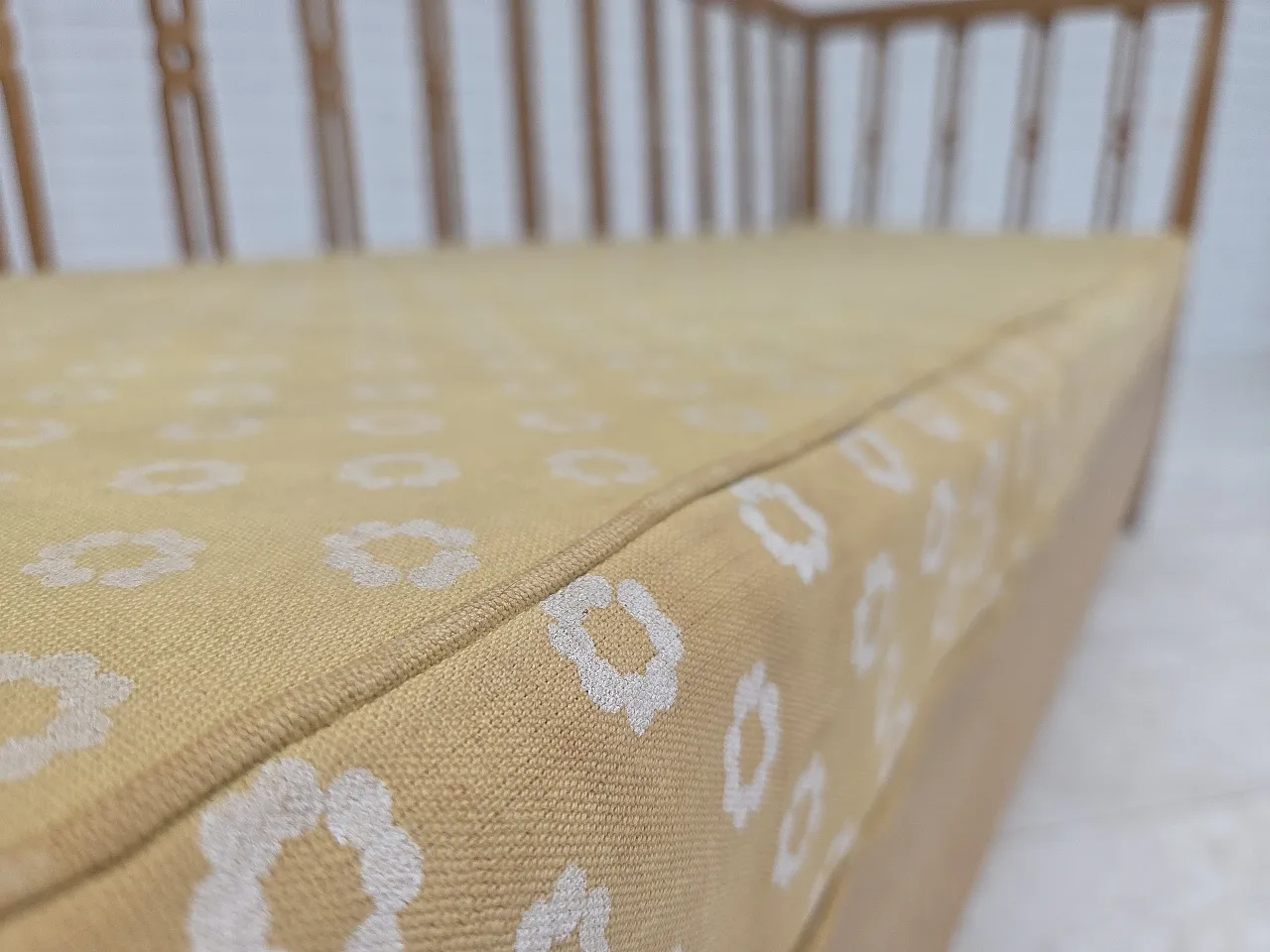 Divano/divano letto in tessuto per mobili e legno di quercia, anni '70 6