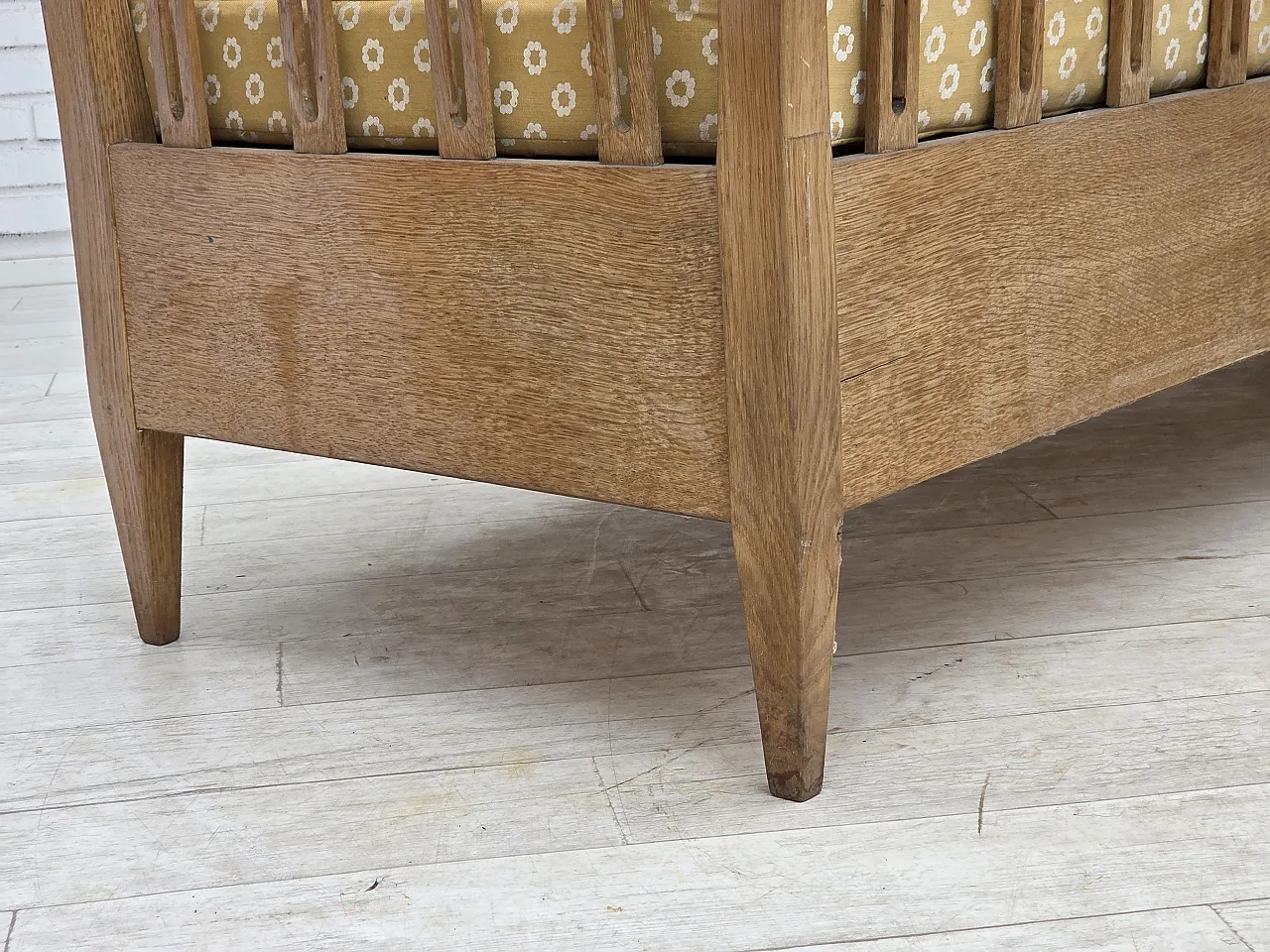 Divano/divano letto in tessuto per mobili e legno di quercia, anni '70 16