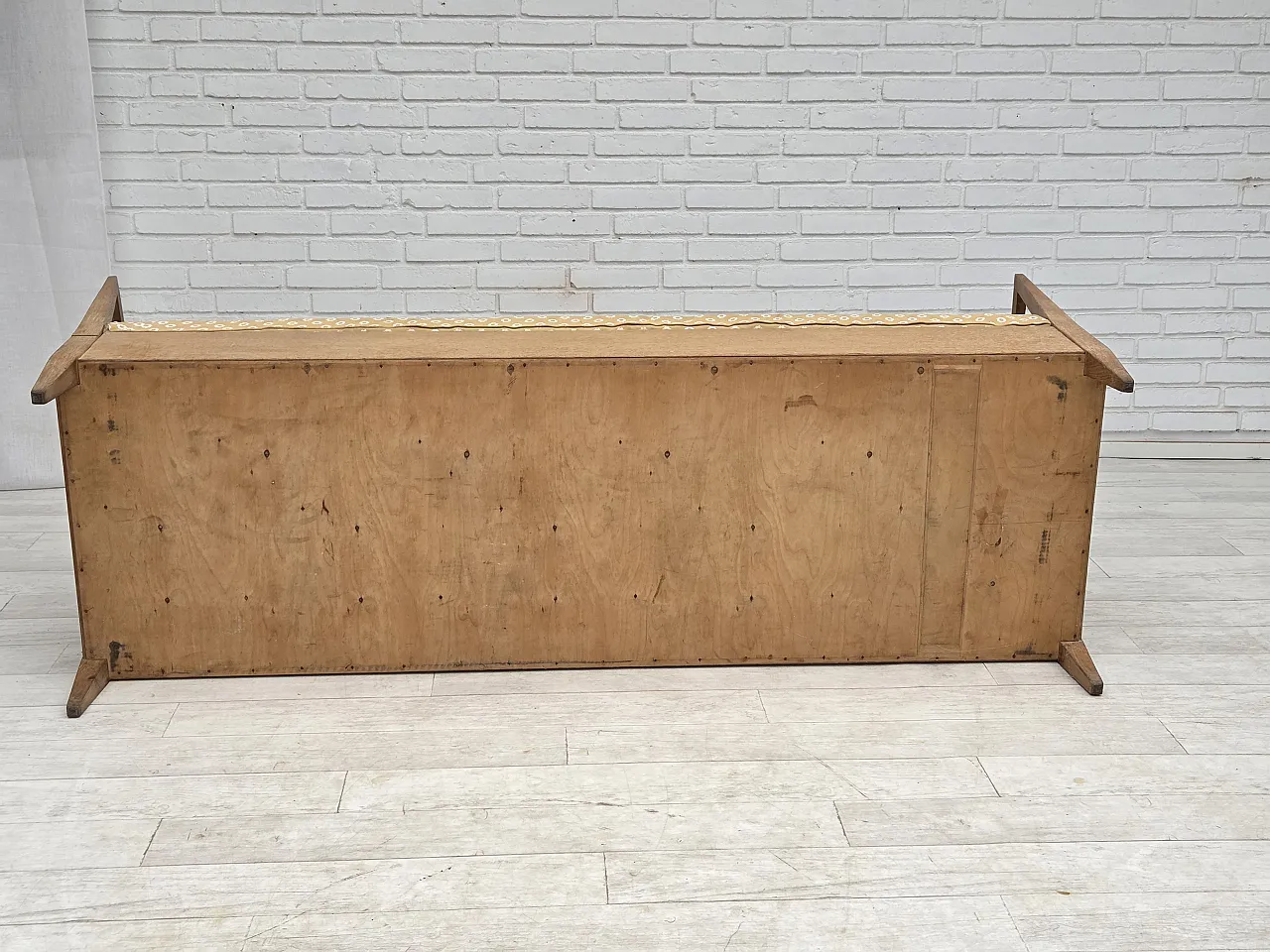 Divano/divano letto in tessuto per mobili e legno di quercia, anni '70 18