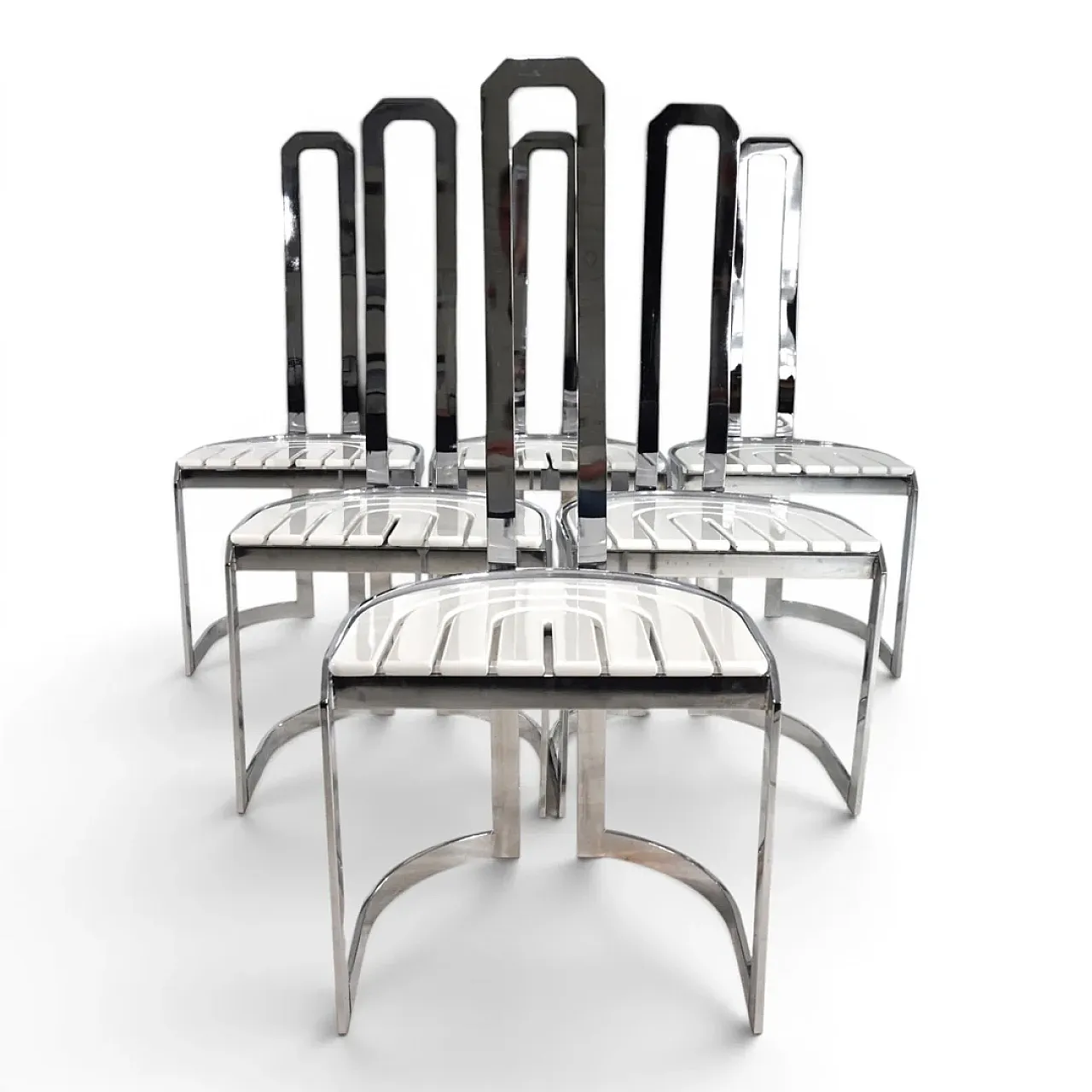 6 Postmodern Allmilmö dining chairs, 1980s 3