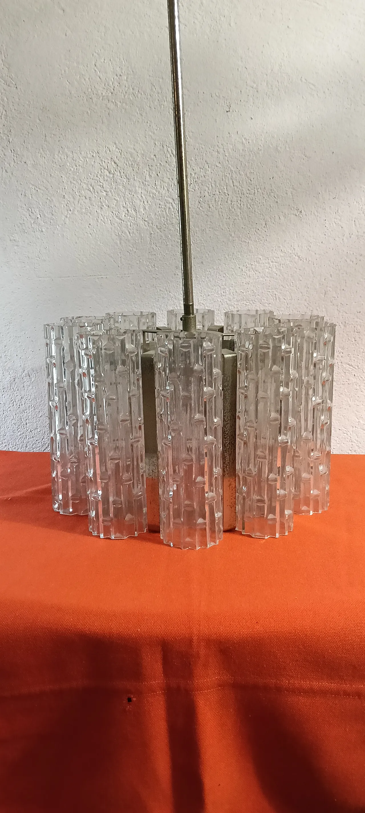 60s chandelier with textured glass 1