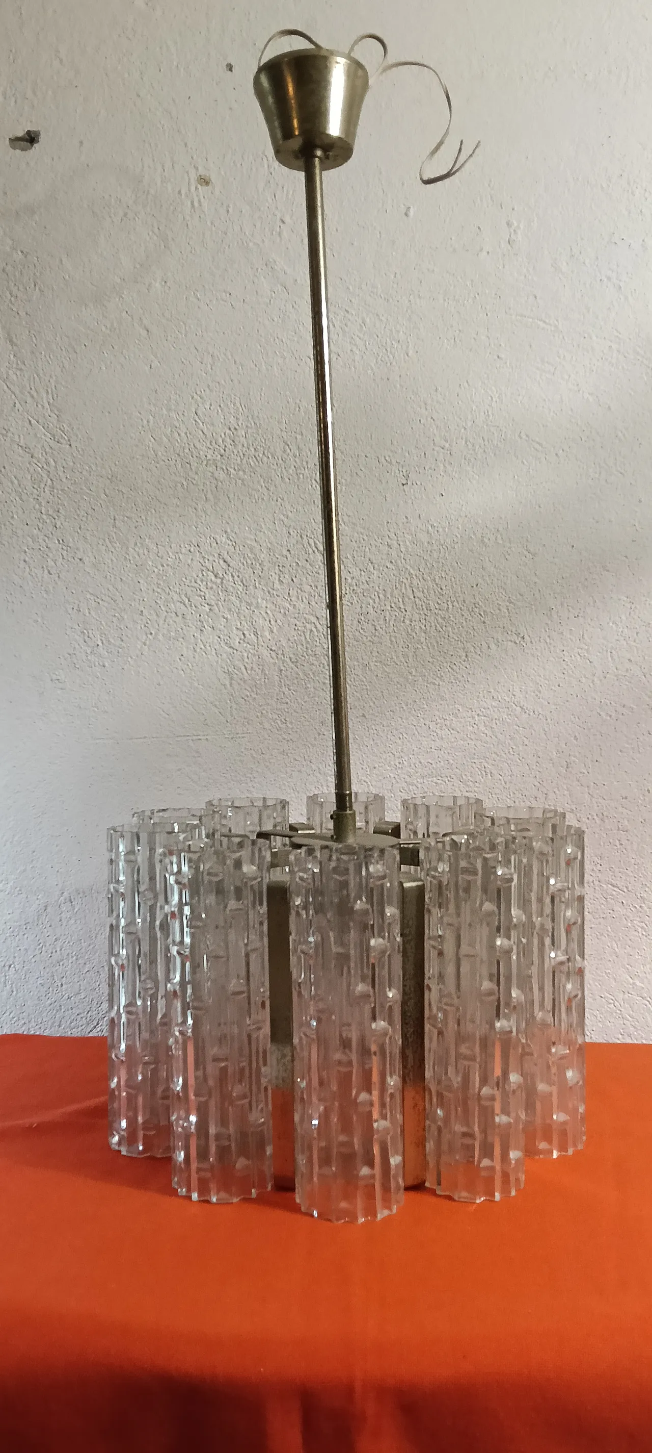 60s chandelier with textured glass 2