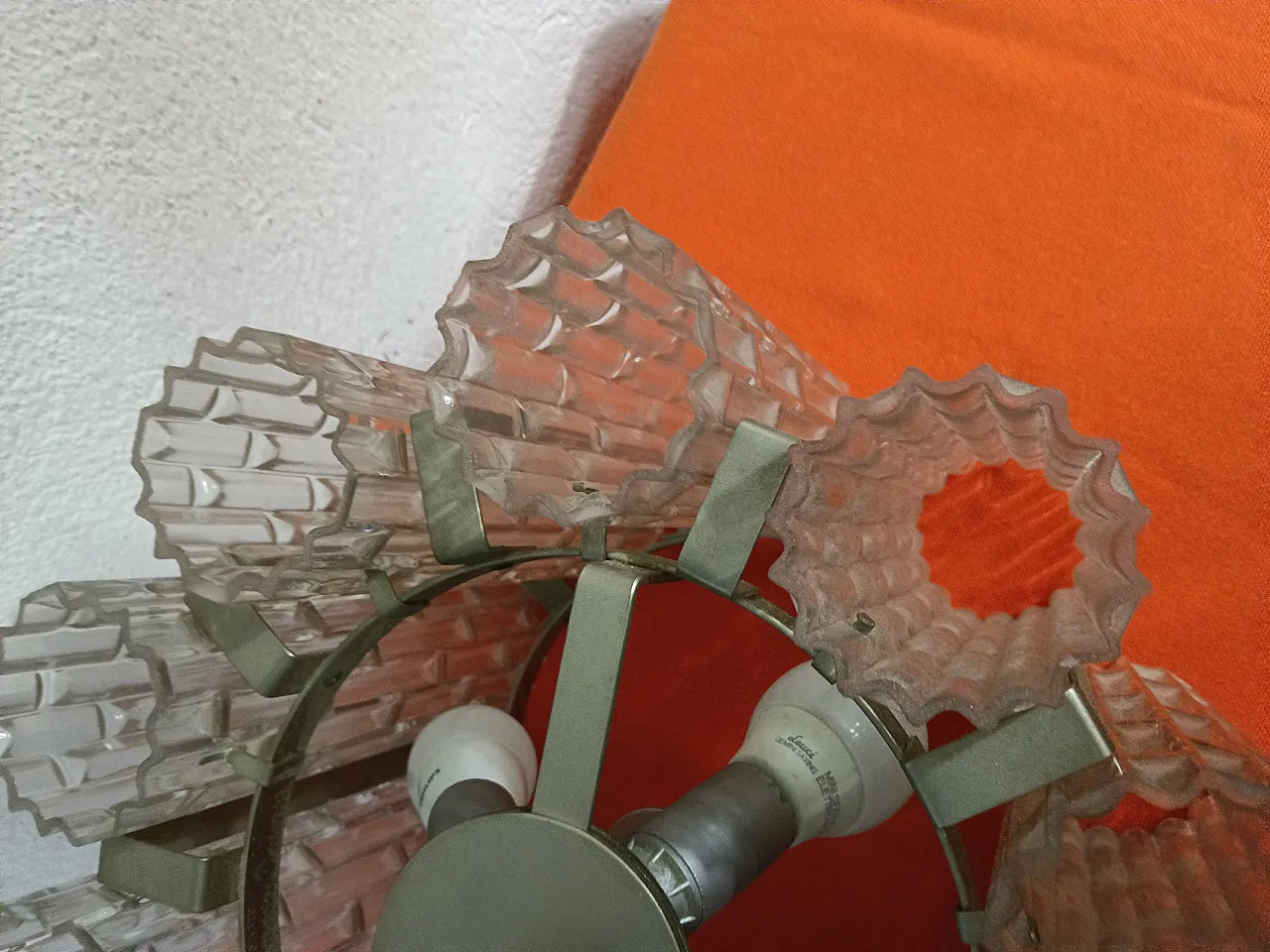 60s chandelier with textured glass 4