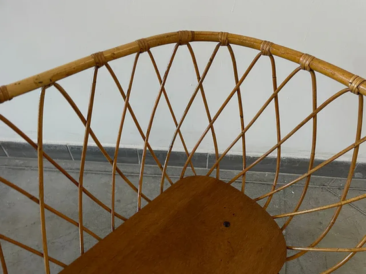 Culla per bambini in vimini di rattan su supporto, anni '70 6