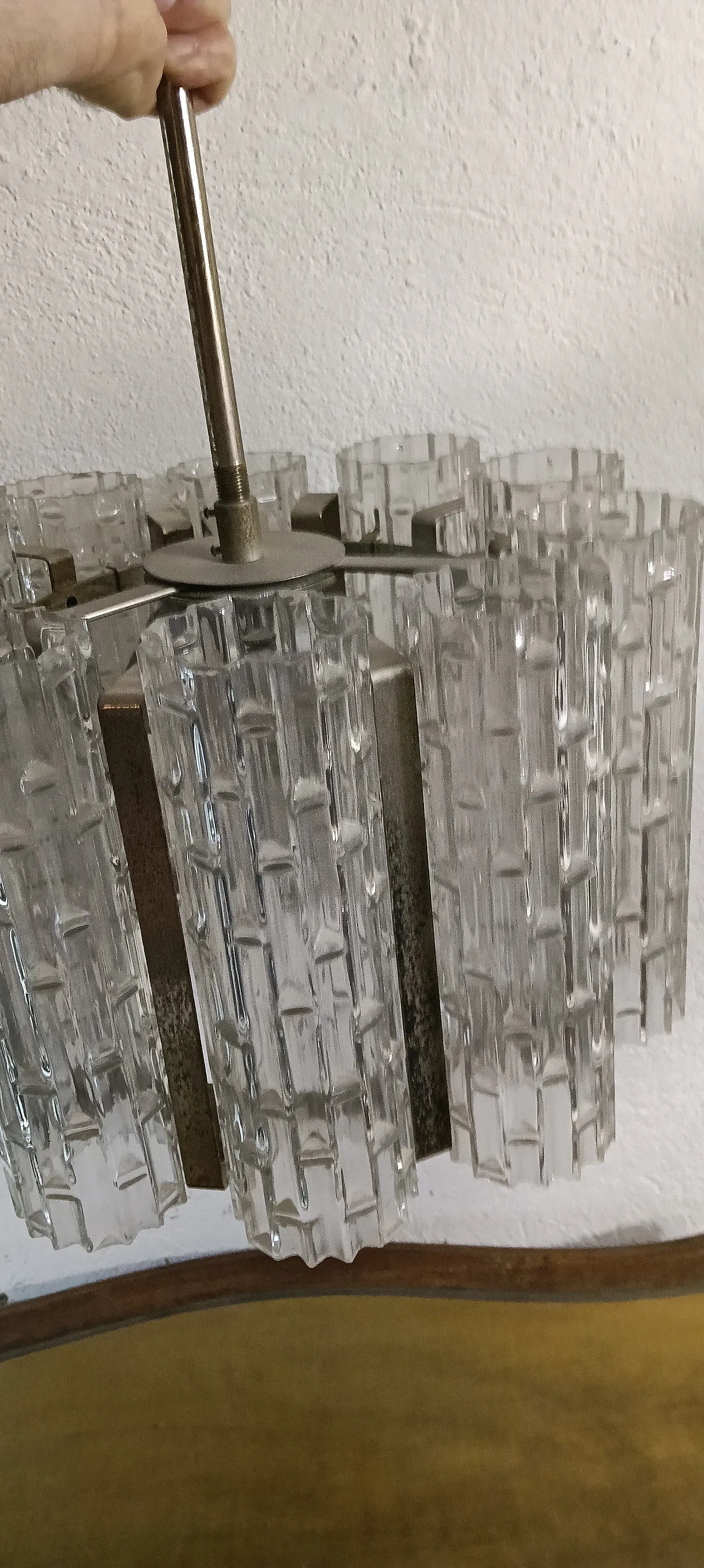 60s chandelier with textured glass 7