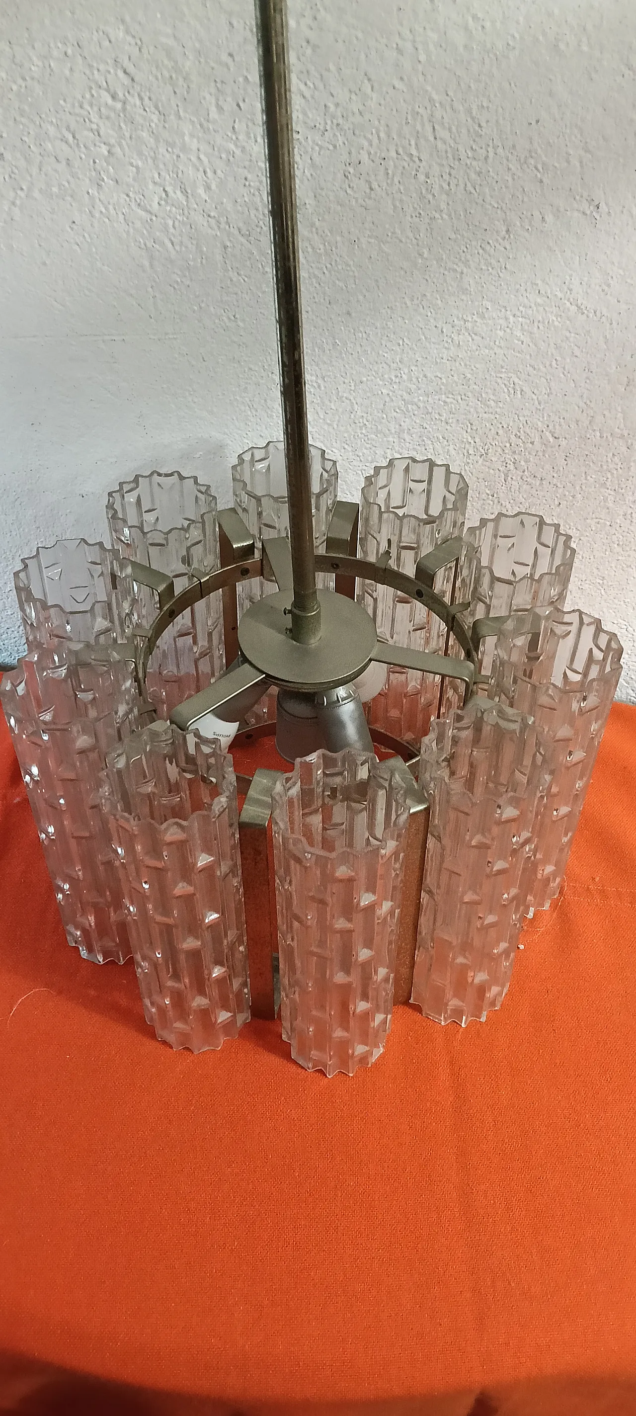 60s chandelier with textured glass 8