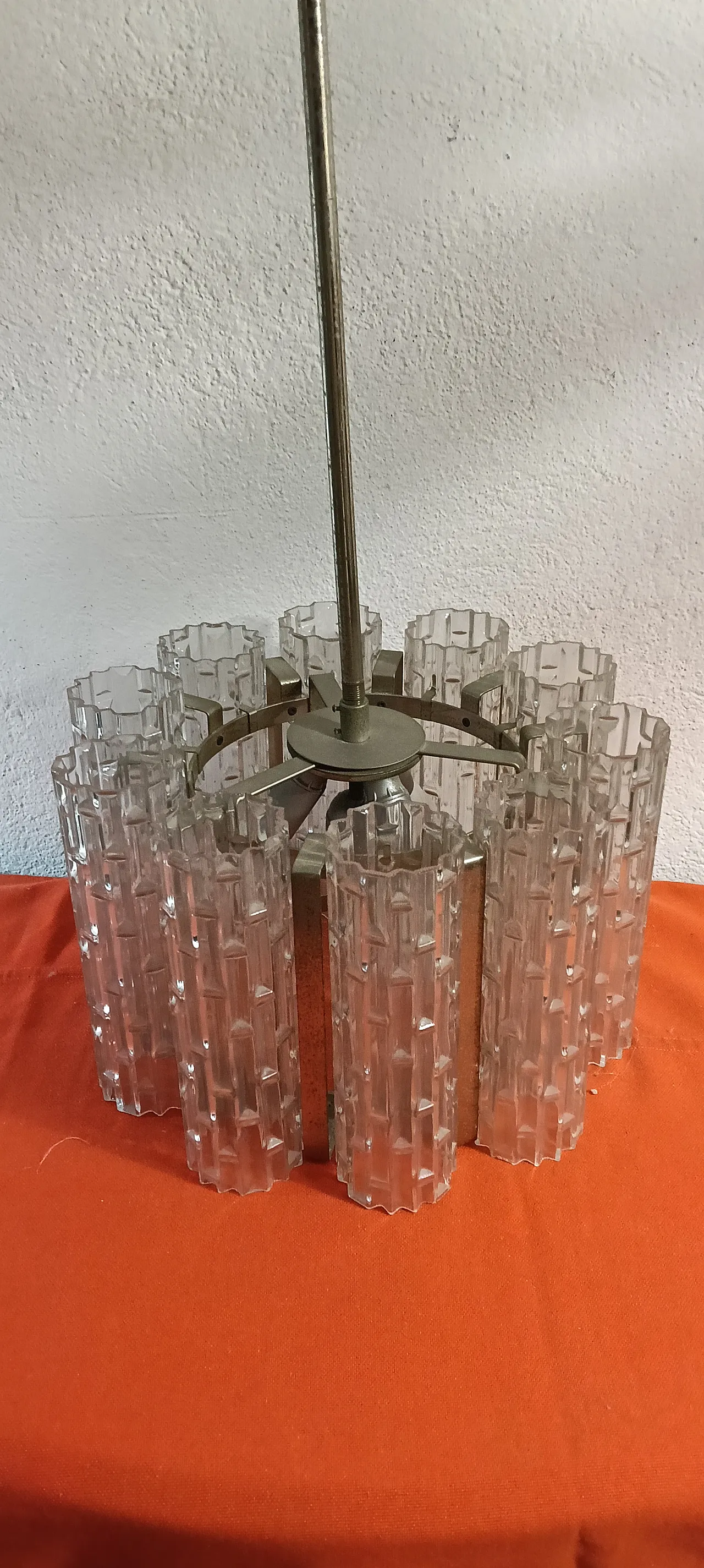 60s chandelier with textured glass 9
