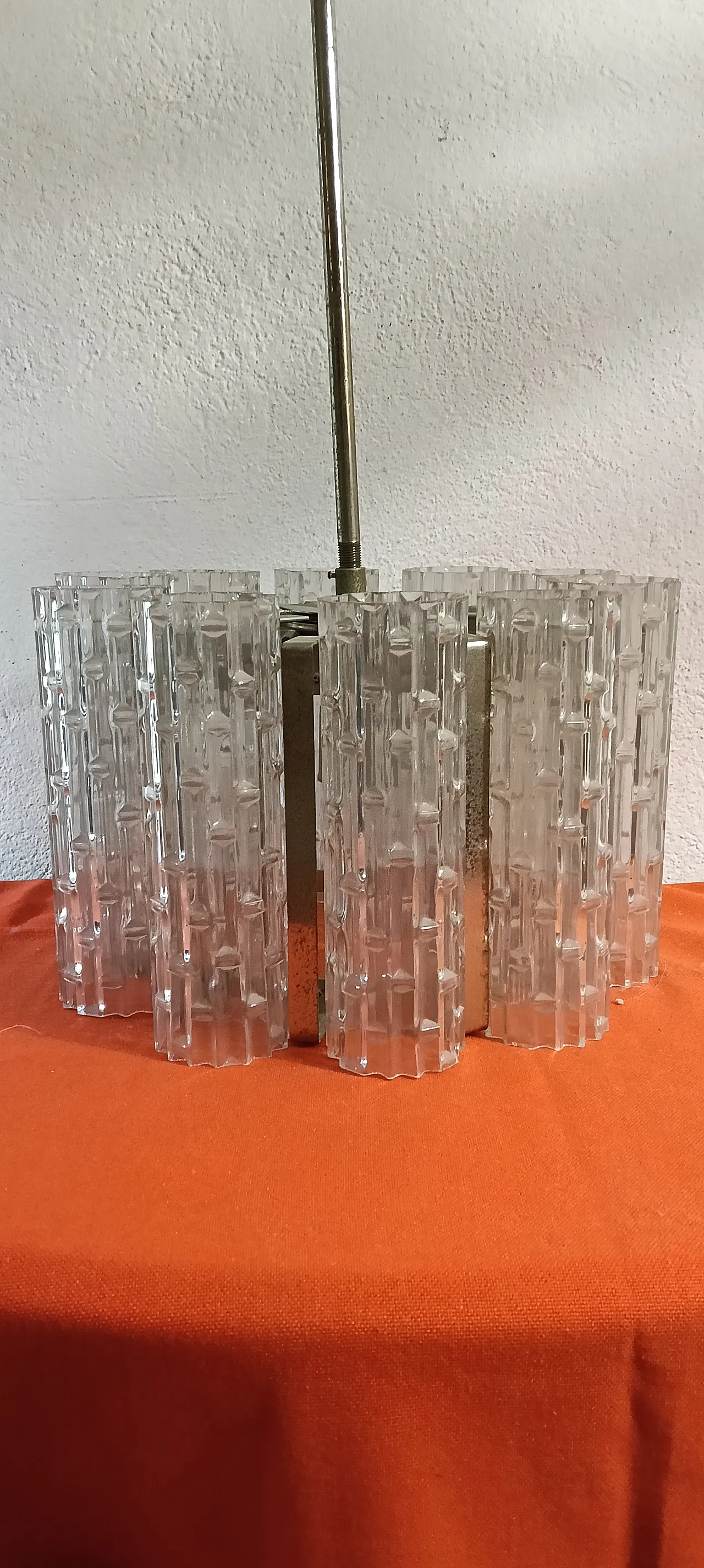 60s chandelier with textured glass 10