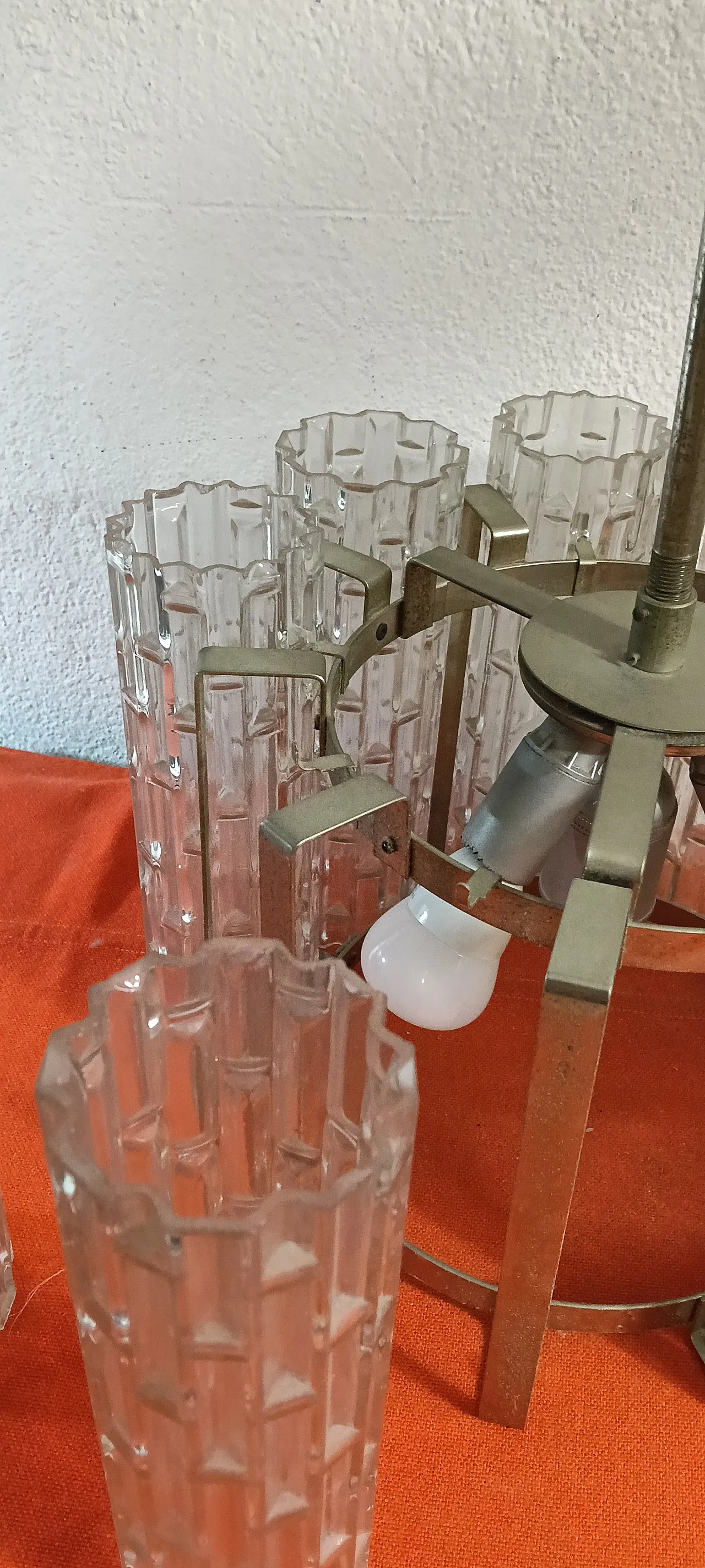 60s chandelier with textured glass 11