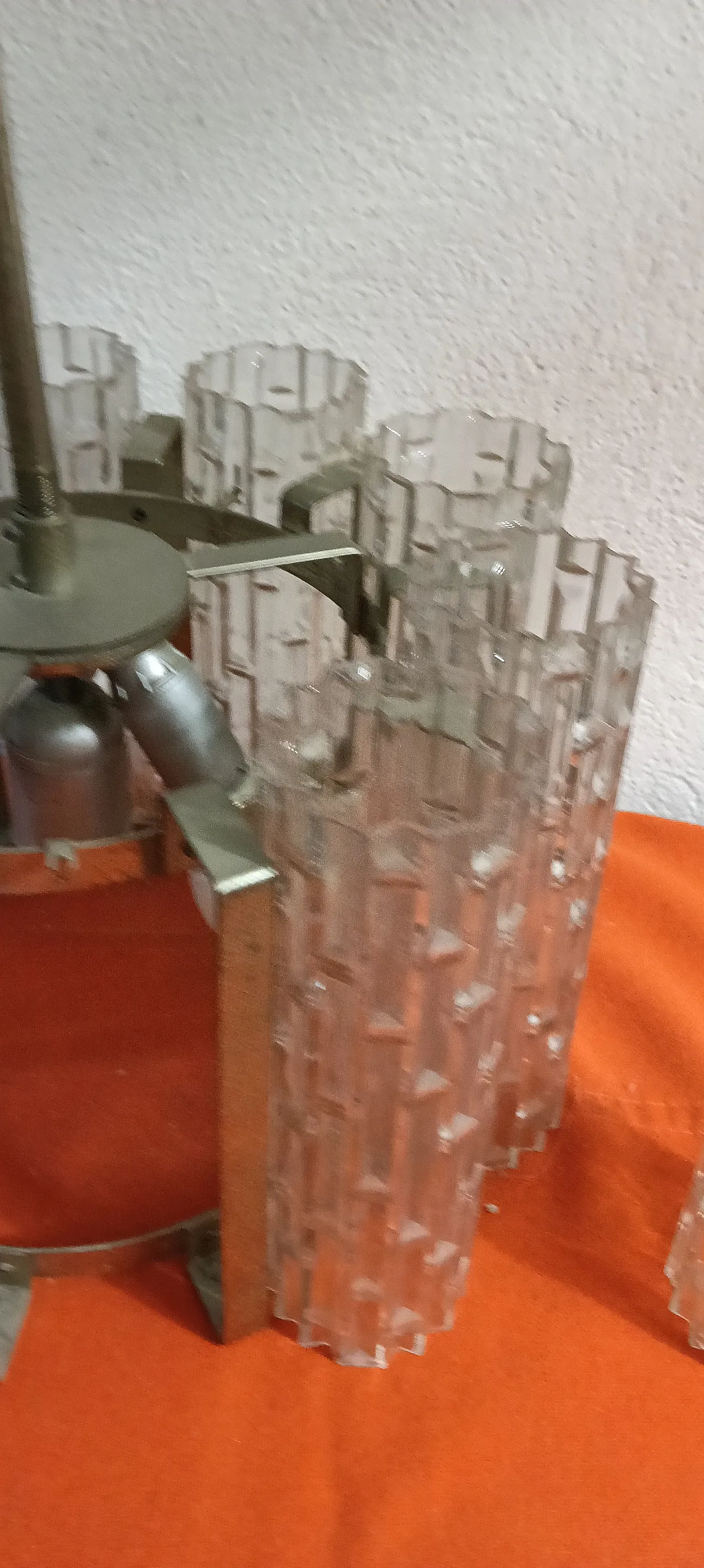 60s chandelier with textured glass 12